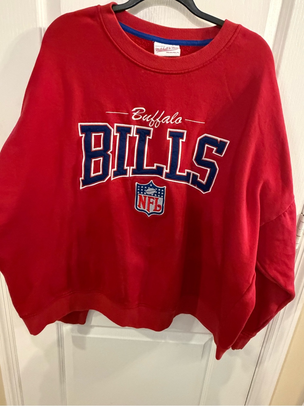Mitchell & Ness Red Buffalo Bills Sweatshirt with Blue and White Accents